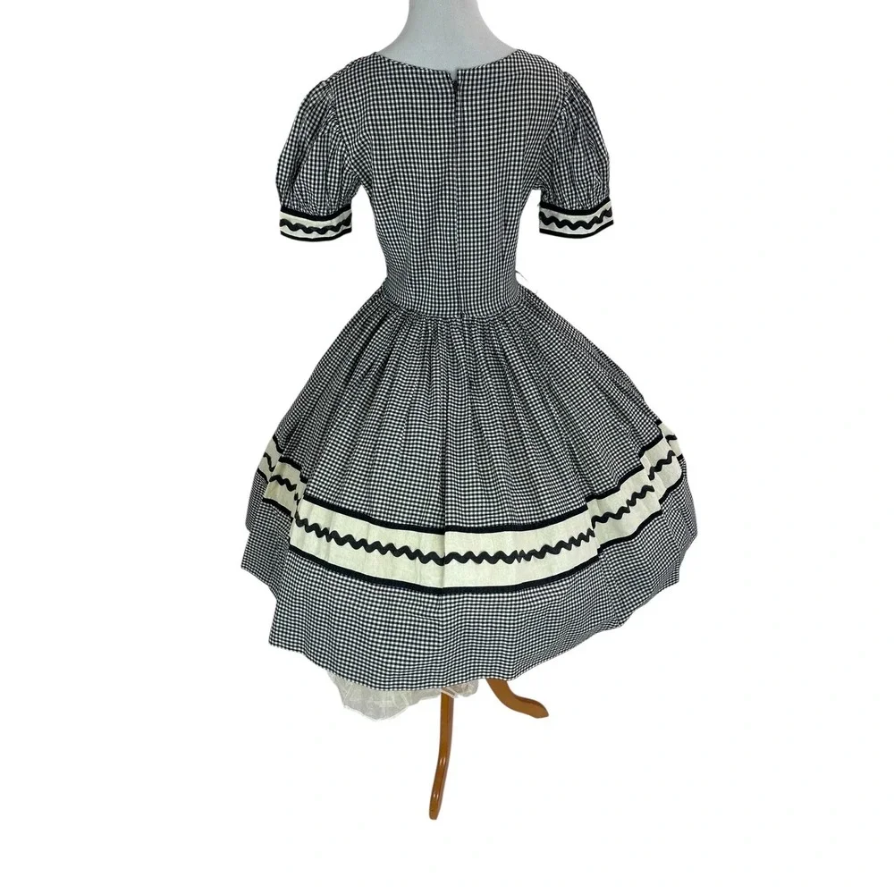 1950s‎ Dress Chechered Cotton Summer Full Skirt Rockabilly (Size M)